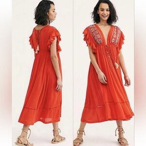 FREE PEOPLE Dress Women’s Size M Bali Will Wait For You Boho Tussle Adjustable
